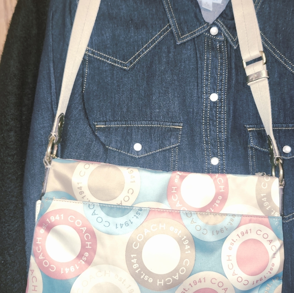 Coach Multicolor Circle Print Crossbody Bag with Beige Strap - Picture 5 of 6